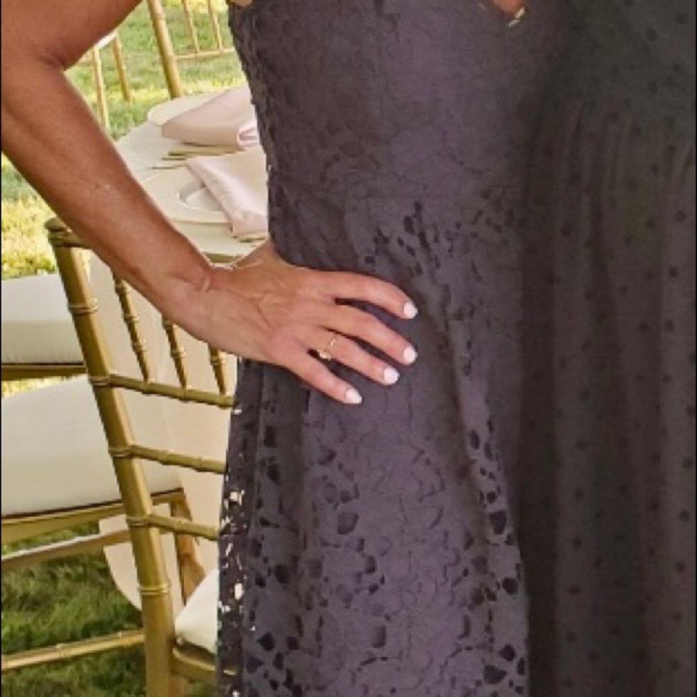 Navy blue lace dress.  Great for outdoor wedding, graduation !